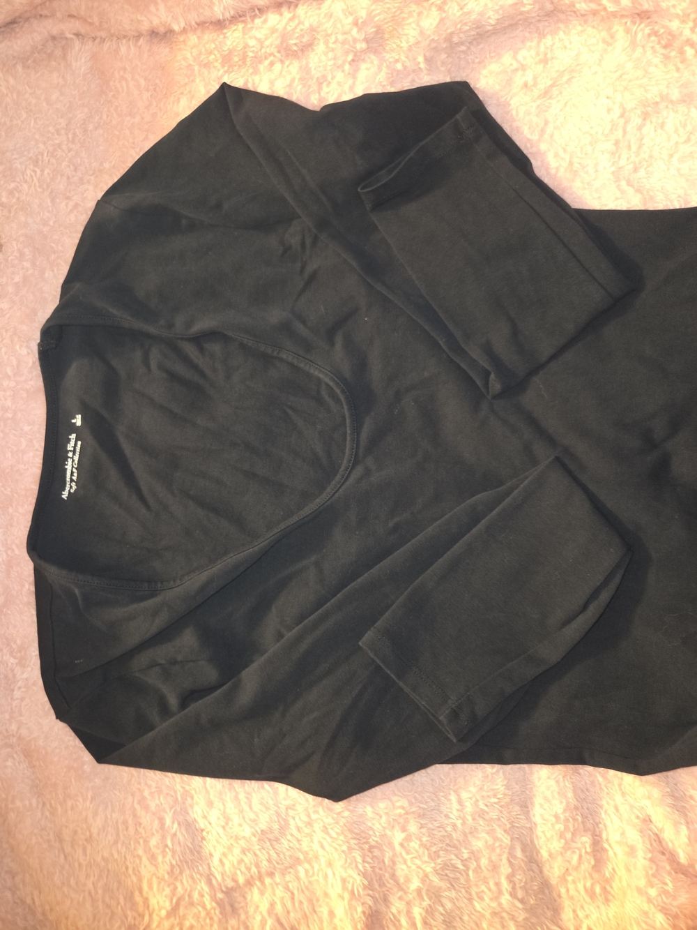 Abercrombie & Fitch Black Scoop Neck Long Sleeve Body Suit - Size L